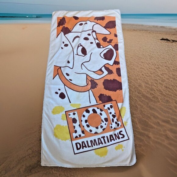 Vintage 90’s Disney's 101 Dalmatians Beach Towel 100% Cotton Franco Dalmatians - Picture 1 of 11